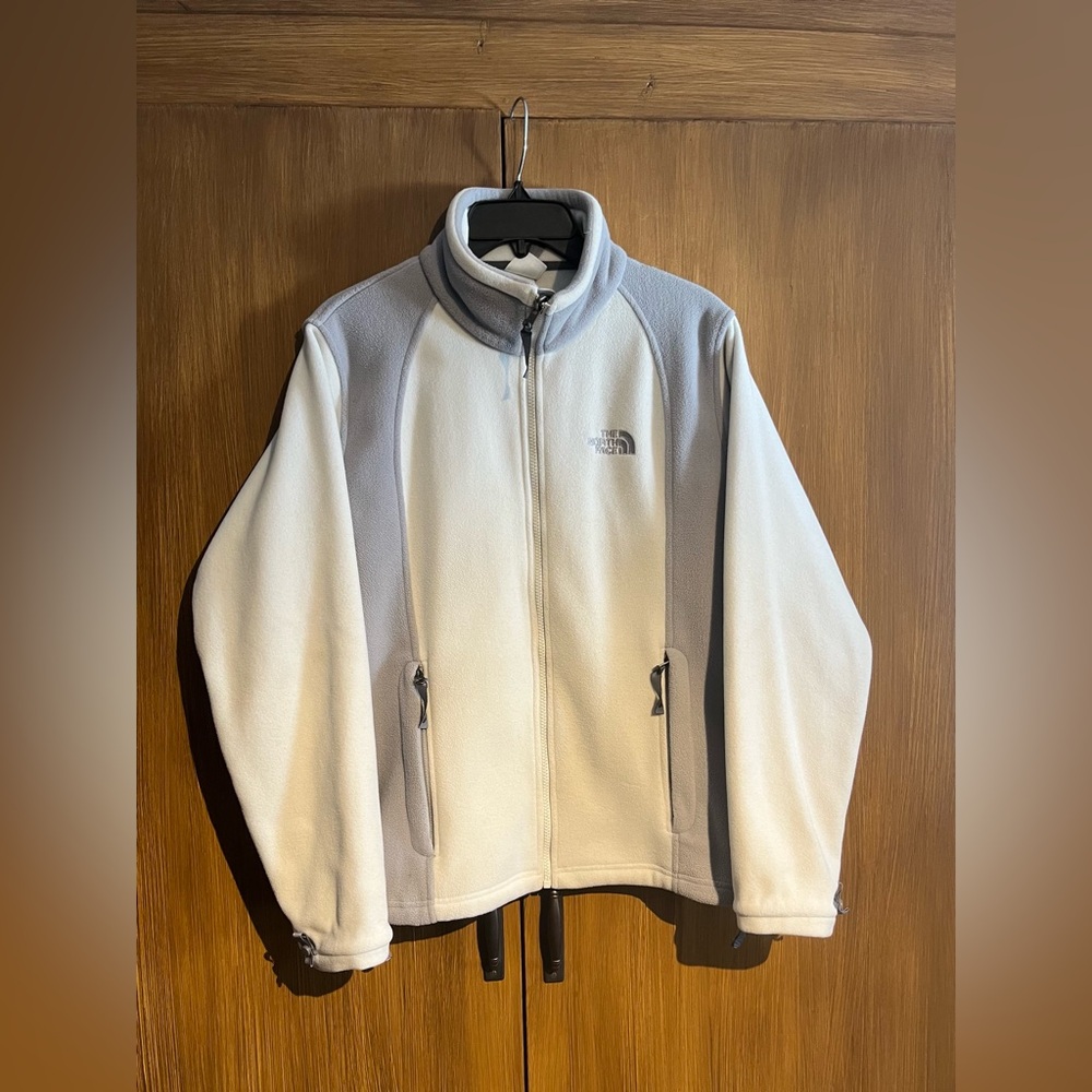 The North Face Gray and off-white Women’s Fleece Zip-up Jacket size L